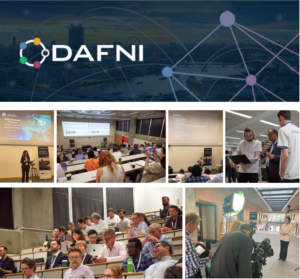 DAFNI logo, people at conference