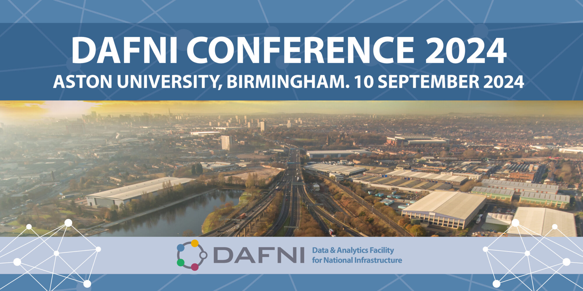 DAFNI Conference 2024 with birds eye view of Birmingham and river