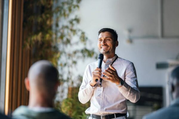 man with a microphone