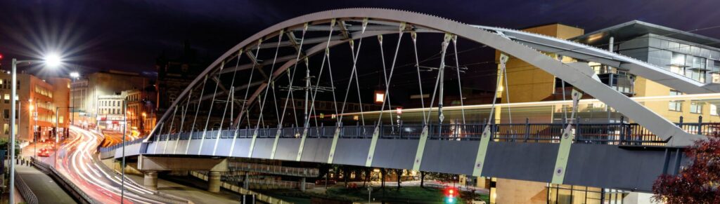 Bridge at night in Sheffield