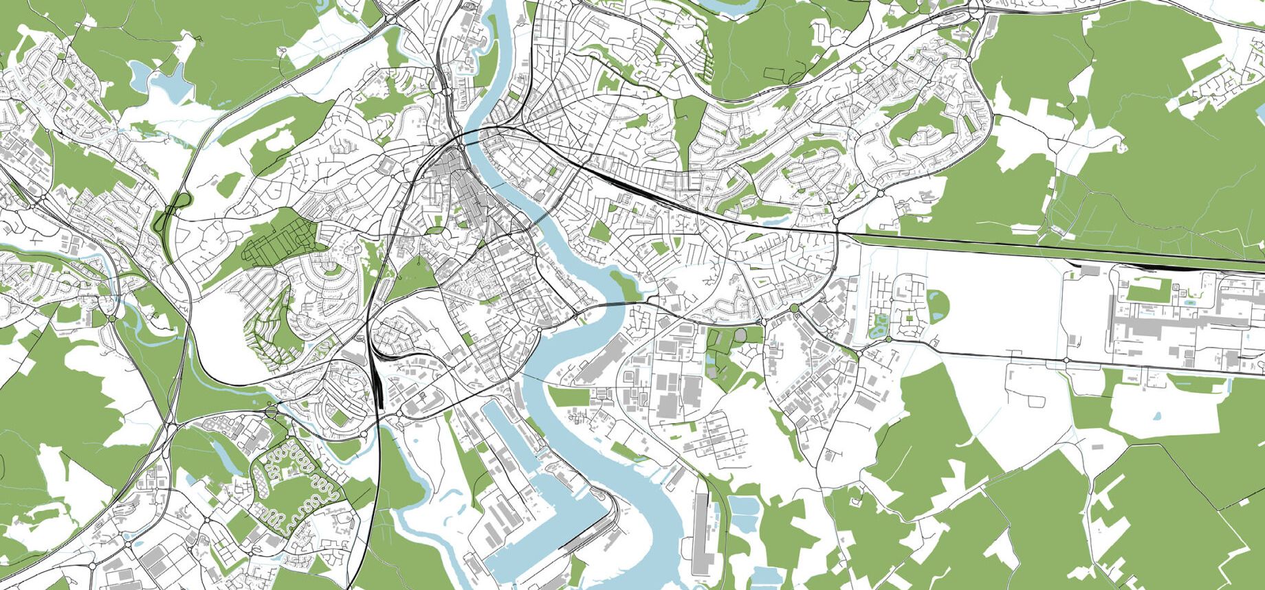 Illustrated birdseye view of Oxford