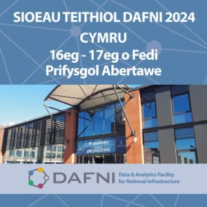 Wales roadshow advertising tile showing College of Engineering at Swansea University with Welsh text