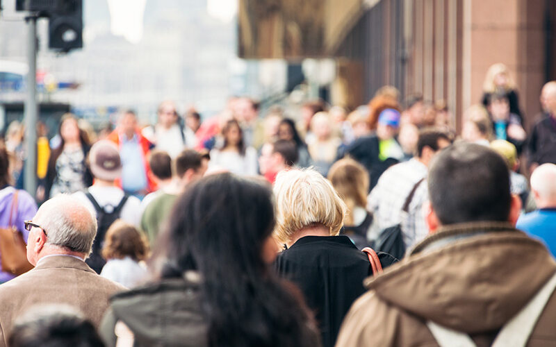 Lots of people on a busy street