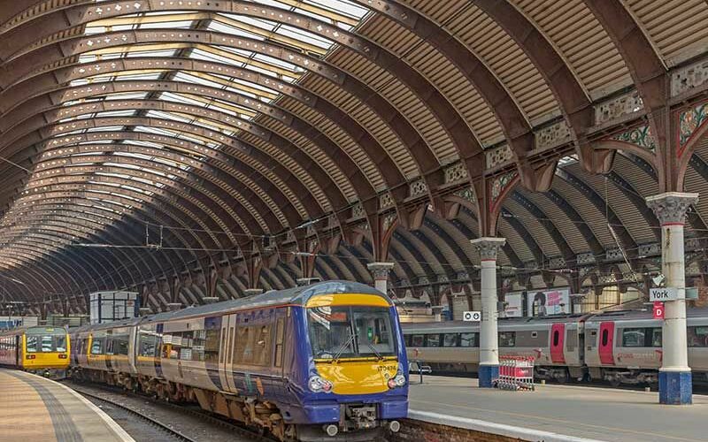 Train at a railway station