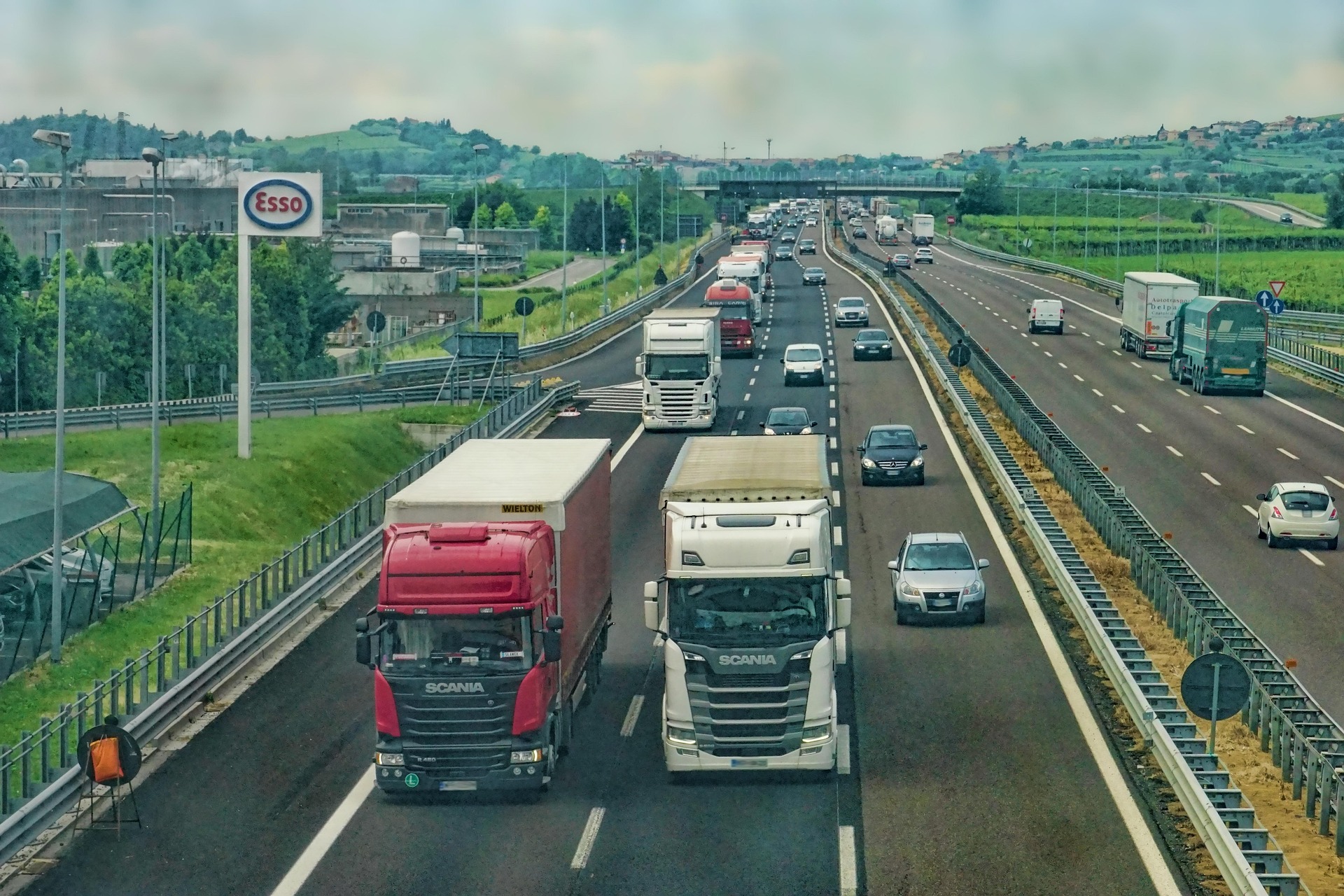 Lorries and cars on UK motorway