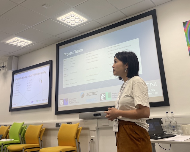 Quichen Lu speaking at the DAFNI Networkshop