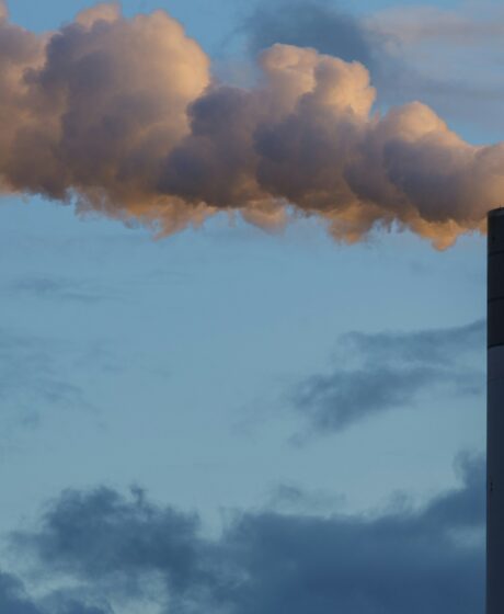 Smoke coming from power station into atmosphere